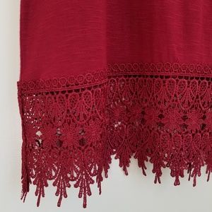 Lace Trimmed Short Sleeve Top